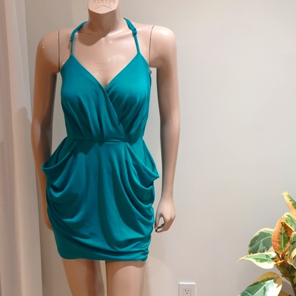 BCBG Green Sundress Halter Sleeveless Cocktail fit small - Picture 1 of 9
